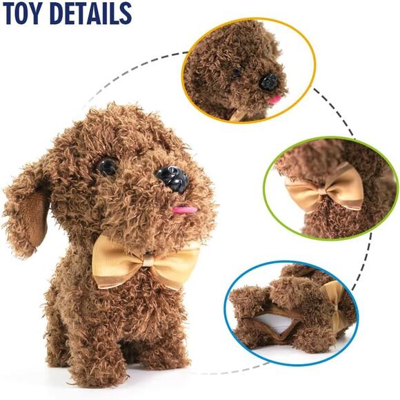 Interactive Labradoodle Robot Dog Plush Toy Walking Barking Puppy Gift Toddlers - Picture 4 of 8